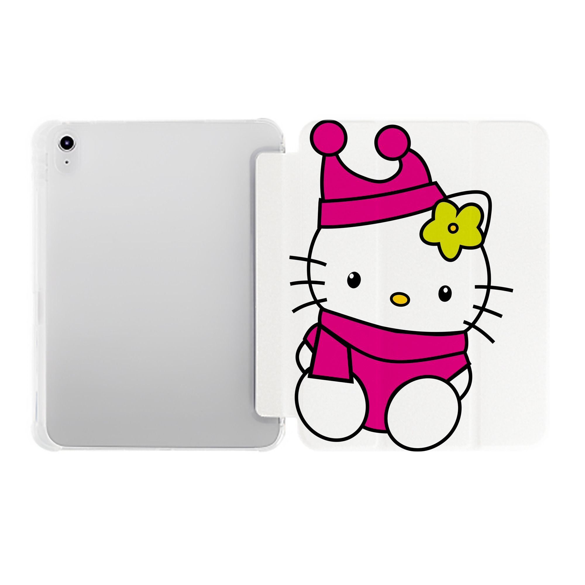 （画像用） Hello Kitty ハローキティ IPad ケース ペン収納付き 三つ折りスタンド PUレザー×シリコン 対応機種9.5/10.5/10.9インチ